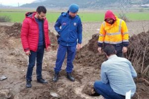 Yol inşaatında tarihi mermer kuyu buldu
