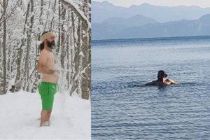 Bursa'da yeni yıla kar banyosu ve deniz keyfiyle girdiler