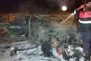 Kaza yapan otomobil yandı, sürücü kayıp