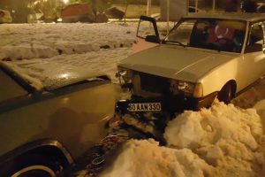 Karda drift yapan ehliyetsiz s&uuml;r&uuml;c&uuml;ye b&uuml;y&uuml;k ceza!