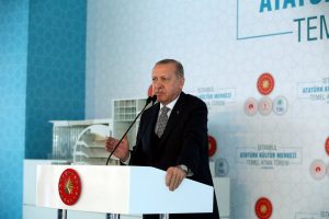 Cumhurbaşkanı Erdoğan, AKM'nin temel atma t&ouml;reninde konuştu