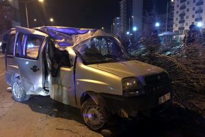 Kamyonet ağaca &ccedil;arptı! Yaralılar var