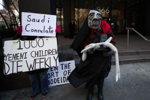 New York'ta Suudi Arabistan'a Yemen protestosu