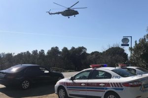 Bursa'da jandarmadan helikopterli trafik denetimi