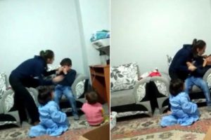 Bakıcı g&ouml;r&uuml;nt&uuml;leri kaydetti... &Uuml;vey anne dehşeti!