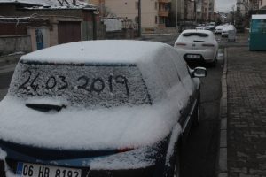 Mart ayının son g&uuml;nlerinde kar yağdı