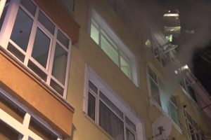 Yangın &ccedil;ıkan dairedeki kediyi itfaiye kurtardı