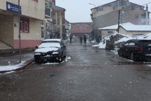 Kar yağışı altında oy kullanmaya gittiler