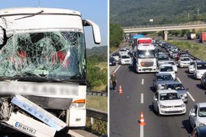 TEM otoyolunda kaza! Kilometrelerce ara&ccedil; kuyruğu oluştu