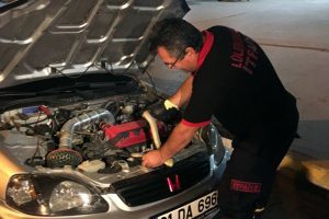 Otomobilin motorundan yılan &ccedil;ıktı
