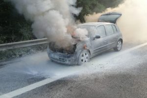 Seyir halindeki otomobil alev alev yandı