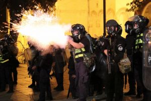 G&uuml;rcistan'da protestocular İ&ccedil;işleri Bakanı'nın istifasını istiyor