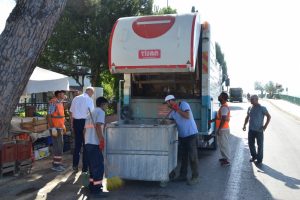 Bursa Gemlik'teki konteynırlar dezenfekte ediliyor