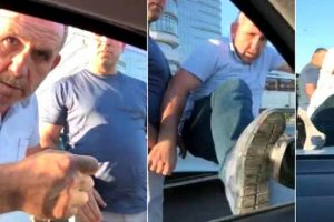 Hamile kadının aracına saldıran trafik magandalarının kimliği ortaya &ccedil;ıktı!