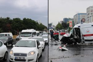Hasta taşıyan ambulans kaza yaptı