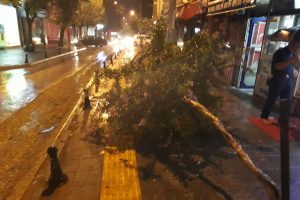 15 dakikalık yağış ve fırtına hayatı fel&ccedil; etti