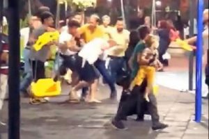 Parkta kavga eden kadınları eşleri ayırmakta g&uuml;&ccedil;l&uuml;k &ccedil;ekti