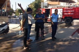 Seyir halindeki LPG'li otomobil alev aldı
