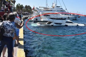 Bodrum'da l&uuml;ks yat battı!