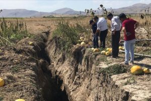Tarım arazisinde 1 kilometrelik yarık oluştu