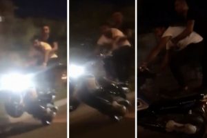 Motosikletle tehlikeli yolculuk