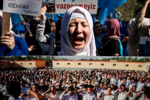 &Ccedil;in Başkonsolosluğu &ouml;n&uuml;nde eylem