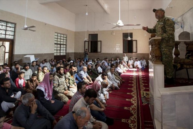 Tel Abyad'da ter&ouml;r tehdidinden uzak ilk cuma namazı