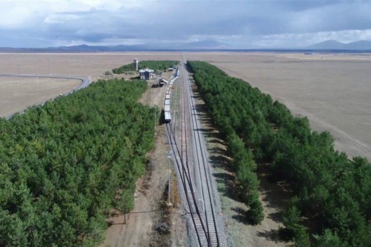Tren istasyonu, bozkırın ortasında vaha gibi