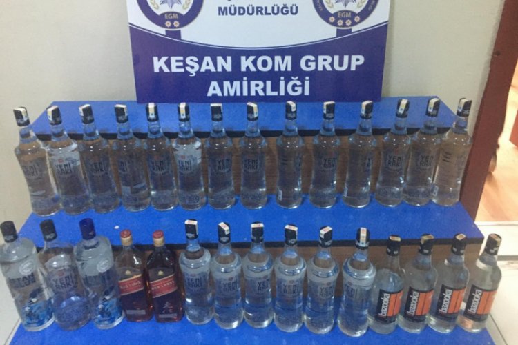 Keşan'da taklit bandroll&uuml; i&ccedil;ki operasyonu