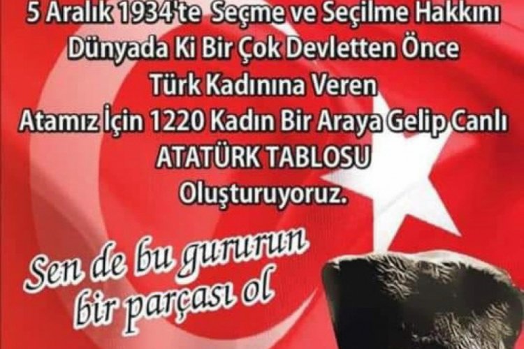 Kadınlar Atat&uuml;rk portresi oluşturacak