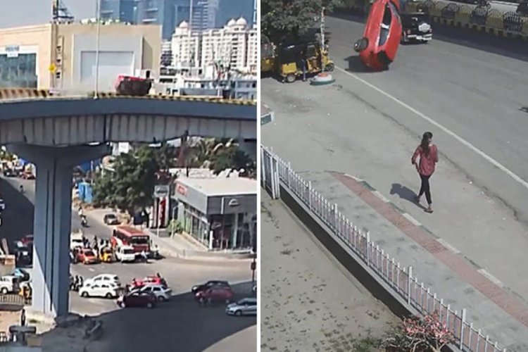 Virajı d&ouml;nemeyen otomobil, k&ouml;pr&uuml;den insanların &uuml;st&uuml;ne d&uuml;şt&uuml;: 1 &ouml;l&uuml;, 6 yaralı