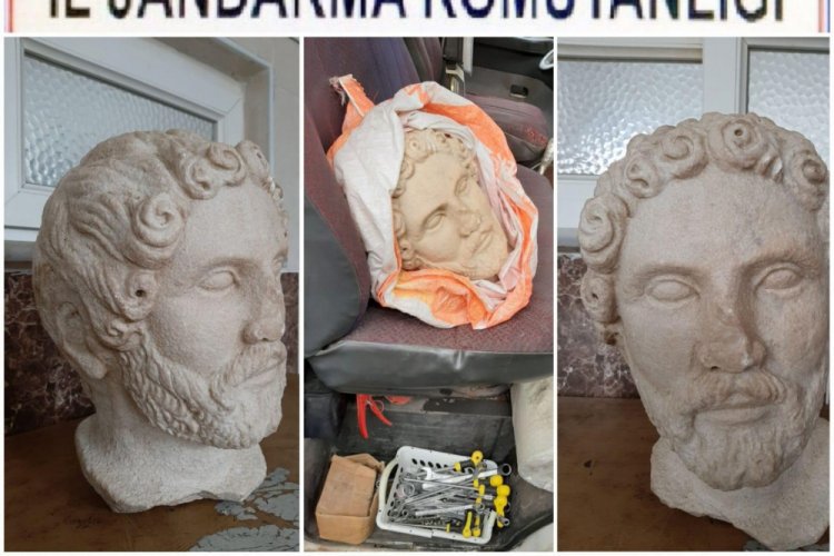 Tekirdağ'da Roma d&ouml;nemine ait heykel başı ele ge&ccedil;irildi: 8 g&ouml;zaltı