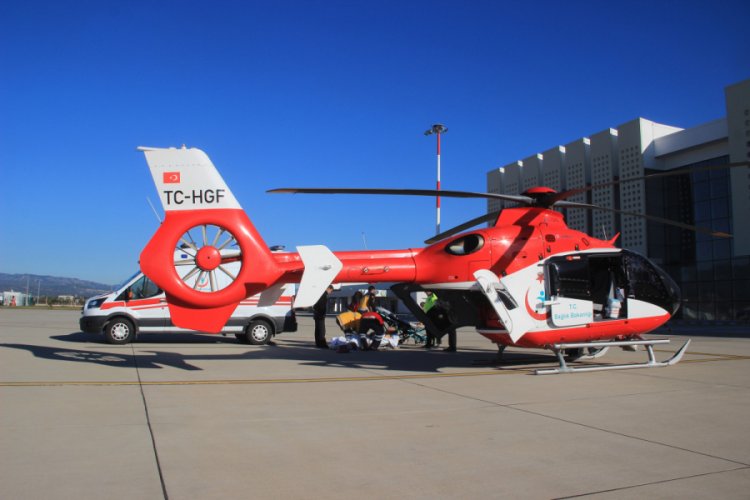Şok ge&ccedil;iren hastaya helikopter ambulans tahsis edildi