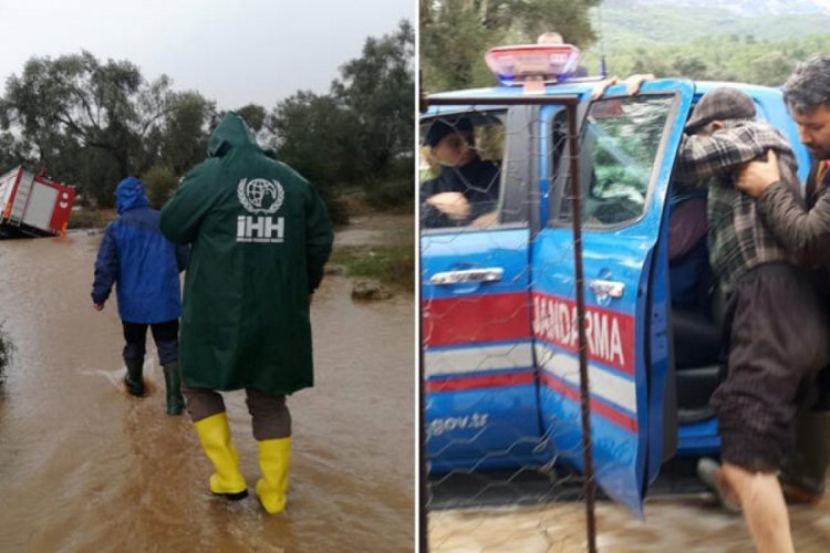 Sağanak nedeniyle mahsur kalan aile kurtarıldı