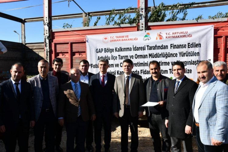 &Ccedil;ift&ccedil;iye 46 bin fıstık, badem ve ceviz fidanı dağıtıldı