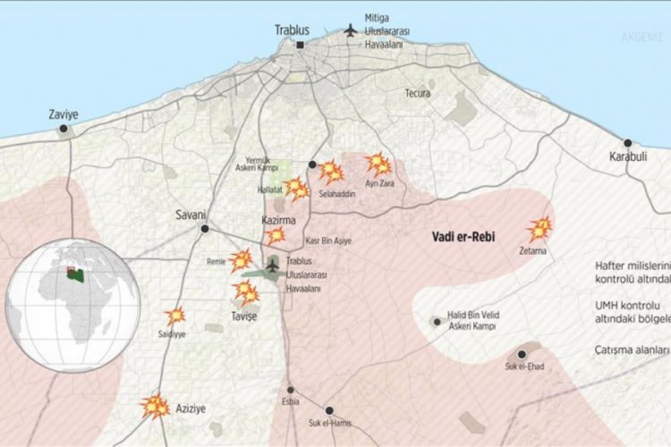 Libya'da UMH g&uuml;&ccedil;leri Terhune kentindeki Hafter mevzilerini vurdu