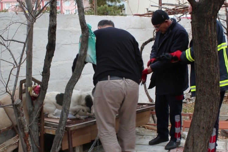 Boğazına zincir dolandı, itfaiye ekipleri seferber oldu