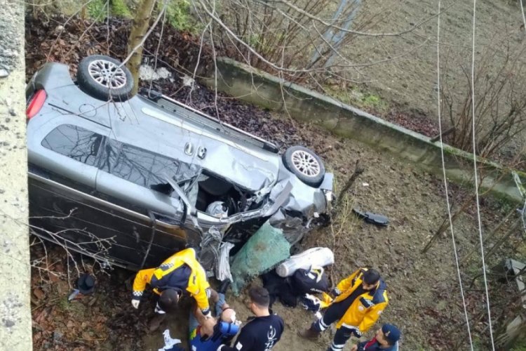 Yoldan &ccedil;ıkan otomobil evin bah&ccedil;esine u&ccedil;tu