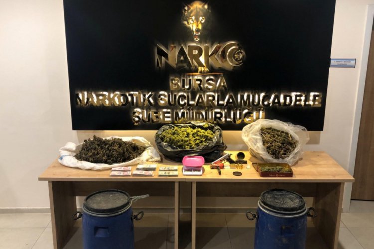 Bursa'da ağa&ccedil;lık alana uyuşturucu saklayan iki zanlı tutuklandı