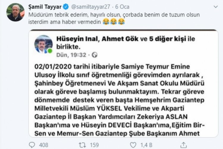 Sosyal medya teşekk&uuml;r&uuml; g&ouml;revden aldırdı
