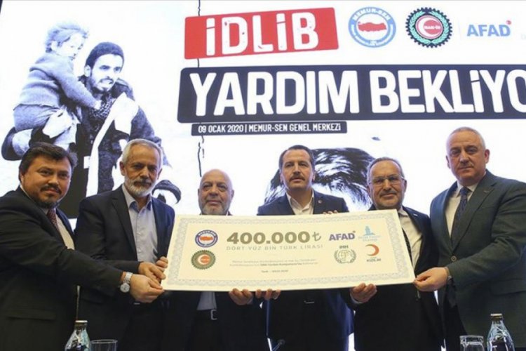 Memur-Sen ve Hak-İş'ten İdlib i&ccedil;in 400 bin liralık yardım