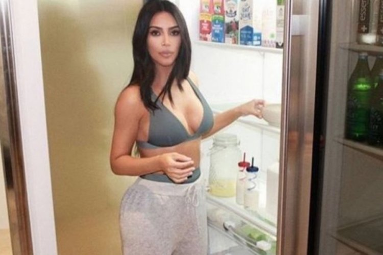 Kim Kardashian buzdolabının kapılarını a&ccedil;tı
