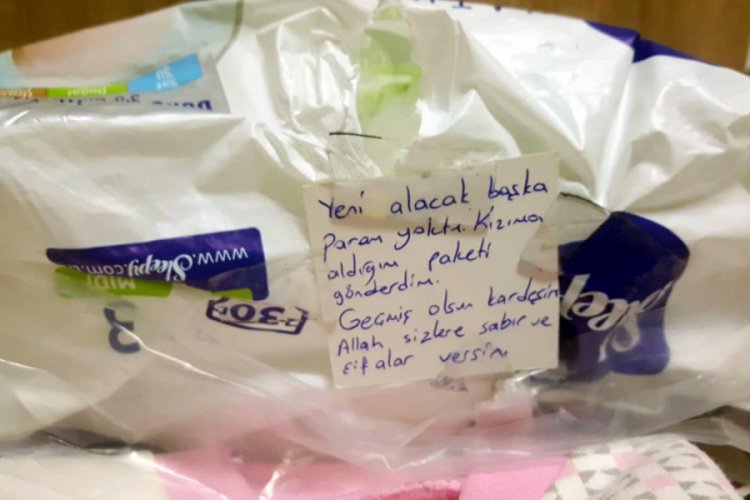 Yardım paketinden &ccedil;ıkan not duygulandırdı