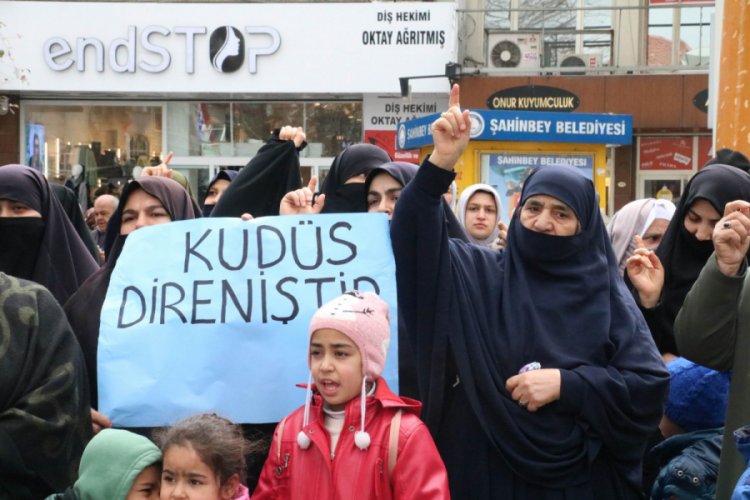 Gaziantep'te ABD ve İsrail'in Filistin planı protesto edildi
