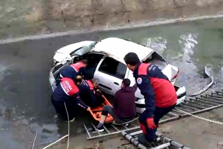 Otomobiliyle kanala d&uuml;şen hemşire kurtarıldı