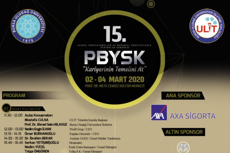 Bursa'da 15. Ulusal Profesyoneller ve Başarılı Y&ouml;neticilerle Sekt&ouml;rler Kongresi d&uuml;zenlenecek