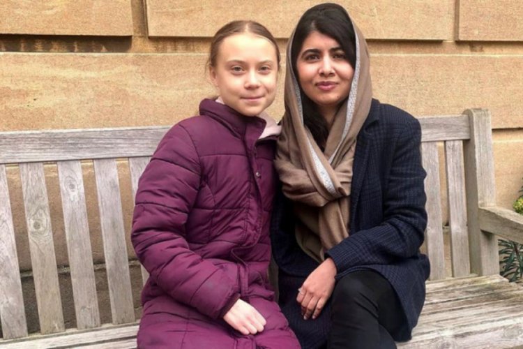 Malala ve Greta İngiltere'de bir araya geldi