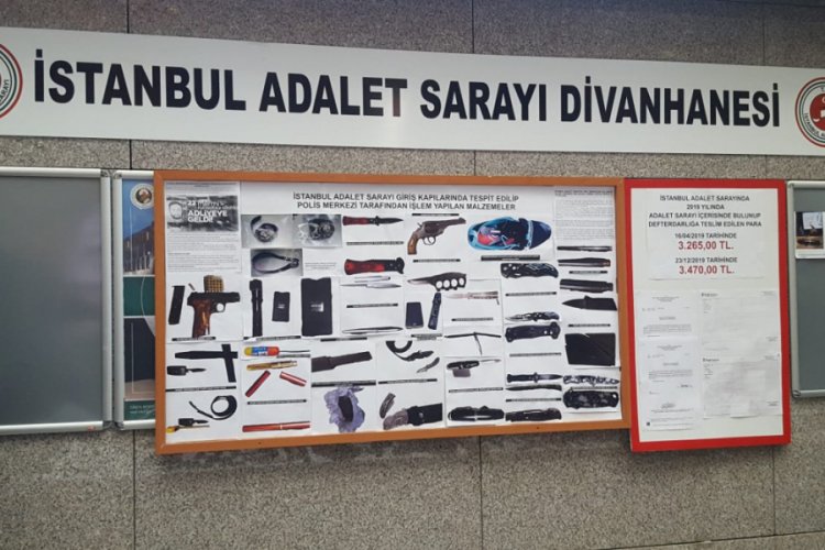 İstanbul Adalet Sarayı'nda ele ge&ccedil;irilenler ve unutulan eşyalar sergilendi
