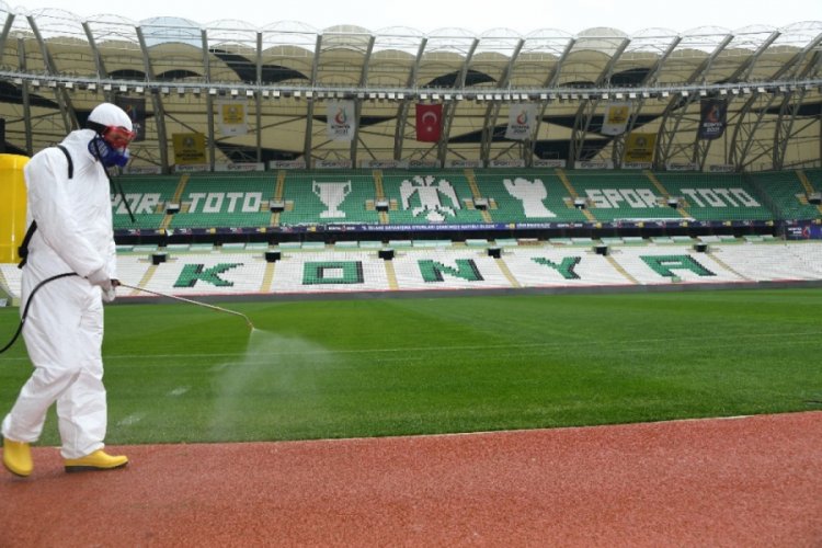 Konya stadı, Fenerbah&ccedil;e ma&ccedil;ı &ouml;ncesi dezenfekte edildi
