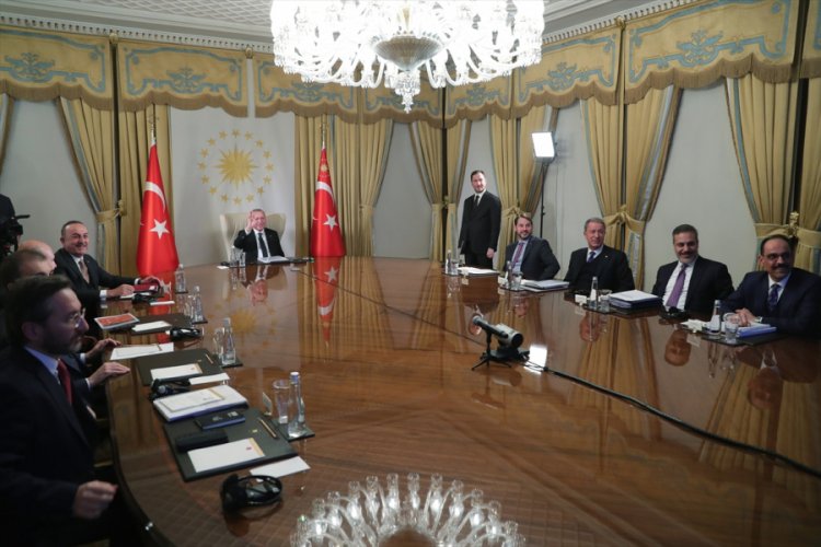 Cumhurbaşkanı Erdoğan, Macron, Merkel ve Johnson'la g&ouml;r&uuml;şt&uuml;